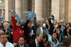 Pilgrims at the canonization Mass on Oct. 15.