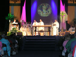 Archabbot Justin DuVall, O.S.B., presides at Mass on July 11 at the National Pastoral Musicians Convention in Indianapolis.