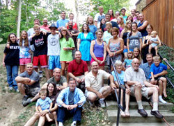 Teenagers and youth ministry leaders from St. Agnes Parish in Nashville, and St. Ann, St. Benedict and Sacred Heart of Jesus parishes in Terre Haute spent four days in late July assisting people in need in Brown County. (Submitted photo)