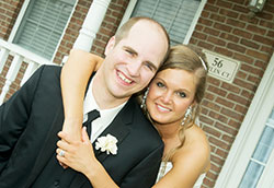 Shane and Caroline Tucker are all smiles following their May 10 wedding in the Chapel of the Sisters of St. Francis in Oldenburg. (Submitted photo)