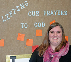 Leading her students to “encounters with Christ” has always been the primary goal for Elizabeth “Libby” Wright Saldanha, a teacher at Holy Family School in New Albany. (Photo by John Shaughnessy)