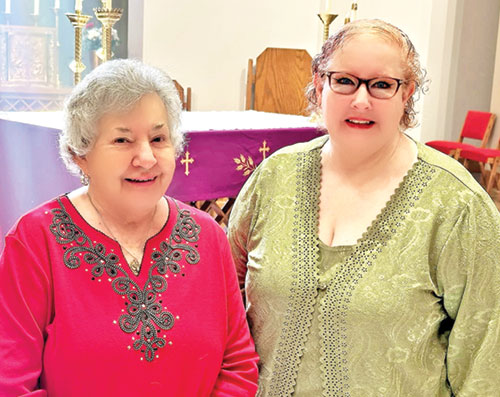 The offer of friendship from Mary Olges, left, to Kathie Ponder has created a strong bond between the two members of St. Joseph Parish in Corydon. (Submitted photo)